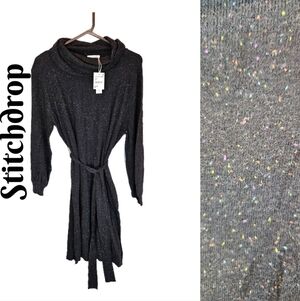 Stitchdrop Sweater Dress Womens Sz L Cowl Neck Long Sleeve Confetti Colors